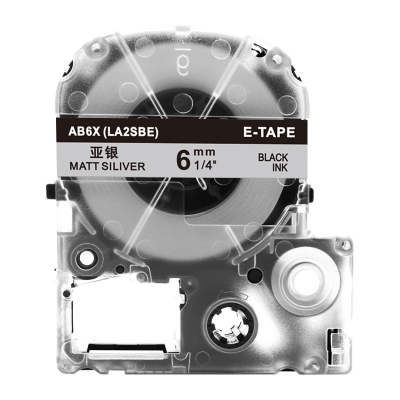 AB6X 6mm亞銀底黑字錦宮標簽色帶