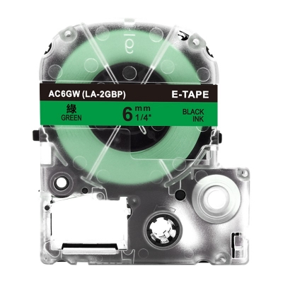 AC6GW 6mm綠底黑字錦宮標簽色帶