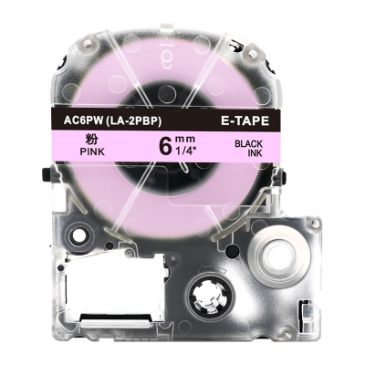 AC6PW 6mm粉底黑字錦宮標簽色帶