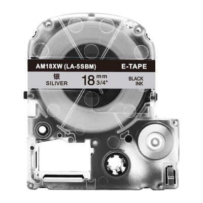 AM18XW 18mm銀底黑字錦宮標簽色帶