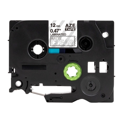 AZe-M35 12mm磨砂透明底白字兄弟標簽色帶