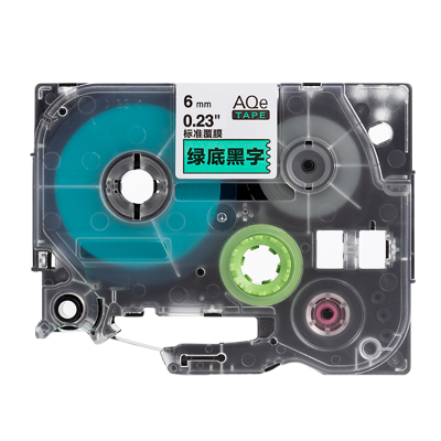 AQe-711 6mm綠底黑字AQE標準覆膜標簽色帶