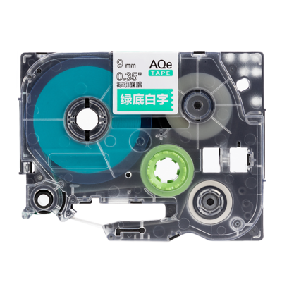 AQe-725 9mm綠底白字AQE標準覆膜標簽色帶