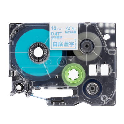 AQe-233 12mm白底藍字AQE標準覆膜標簽色帶